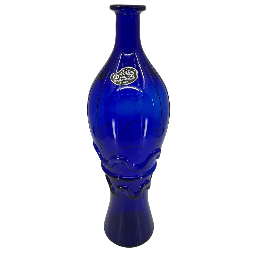 Vintage ROSSINI EMPOLI Glass‎ Genie Bottle Cobalt Blue Decanter No Stopper